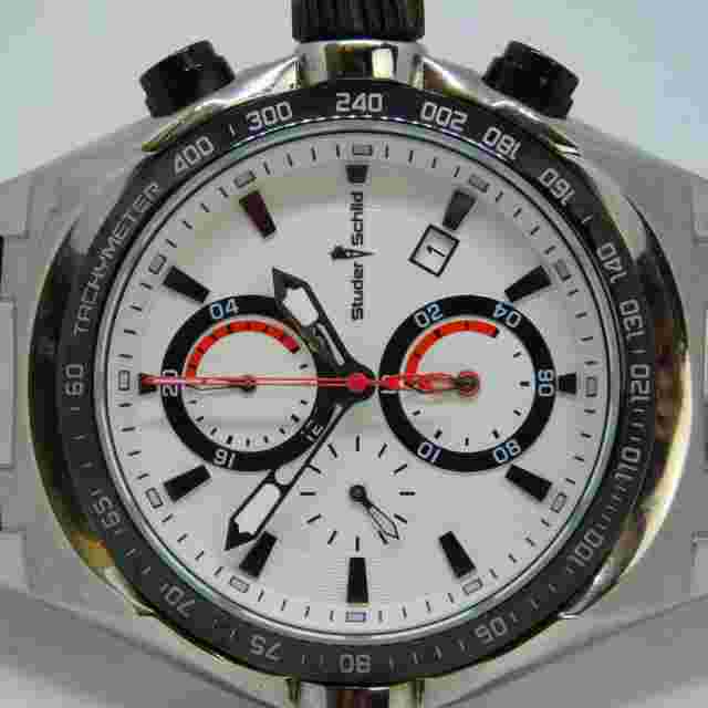 Studer Schild 1239M All Stainless Steel Quartz Men's Watch Sz. 8" New Battery