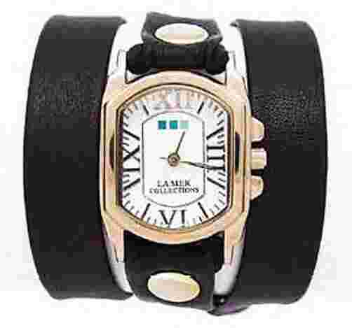 LA MER Black Italian/Gold Chateau Wrap Watch
