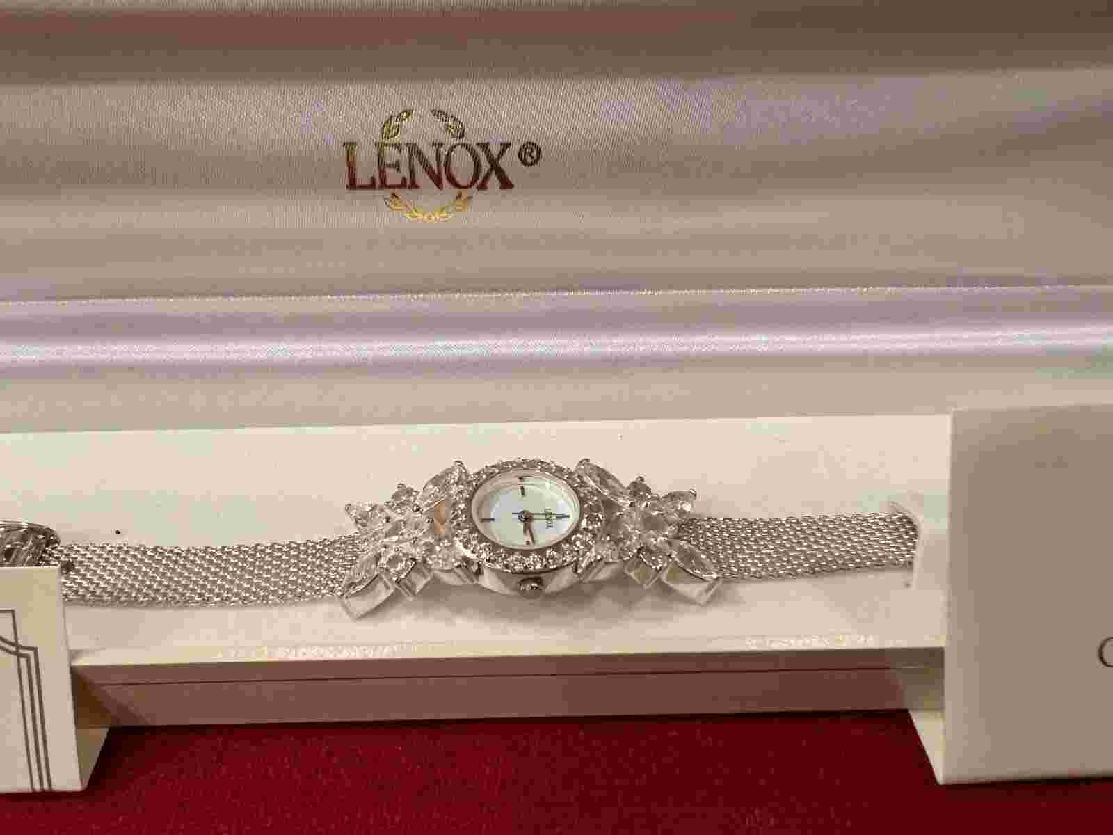 Designer Lenox Sterling Silver 925 Crystal Butterfly Watch Bracelet in Box
