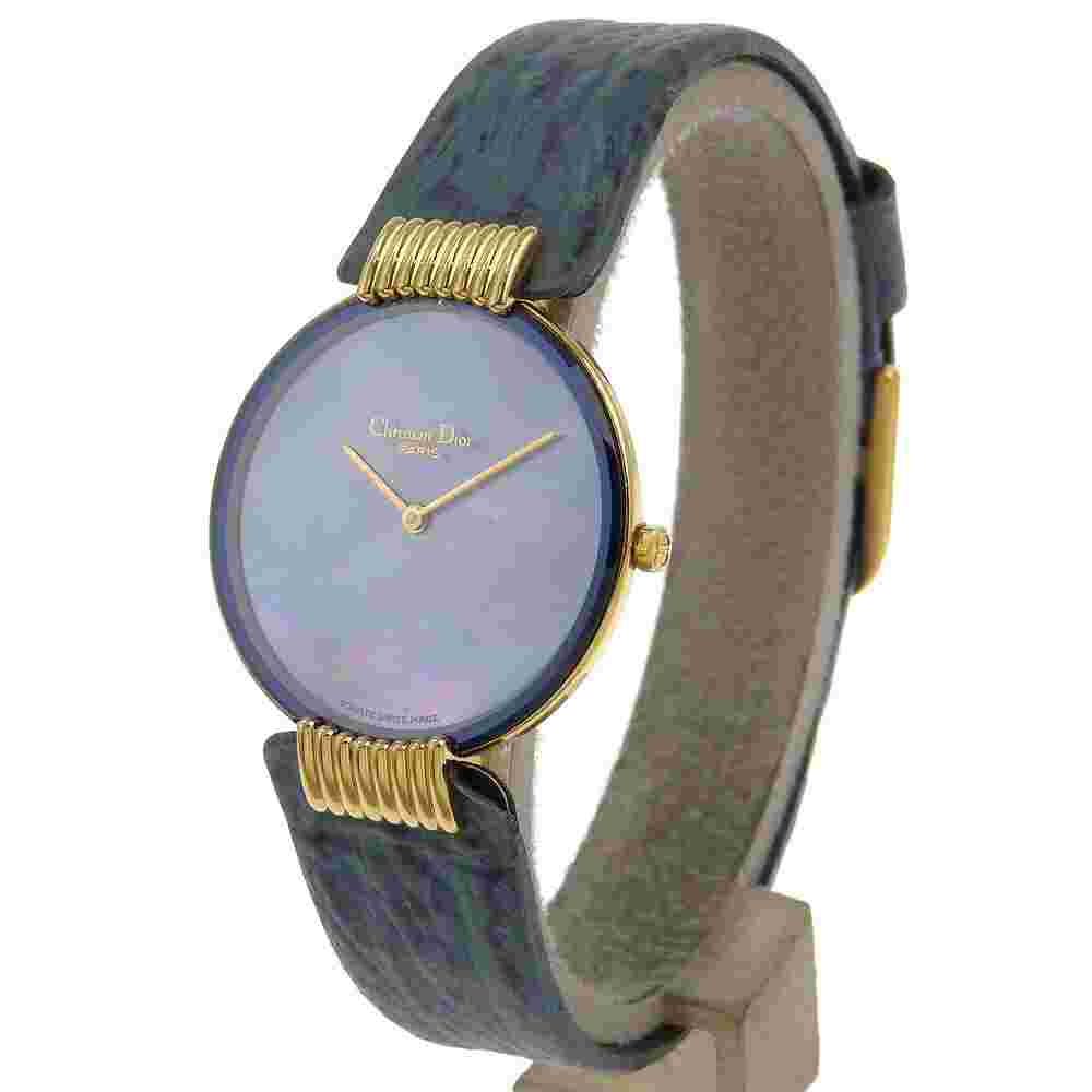 Dior Bakira D47-153-5 Watch Gold-plated Embossed Quartz Boys Blue Shell Dial