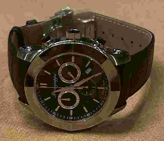 NOS Montegrappa Nero Uno Stainless Steel Chronograph Dress Watch