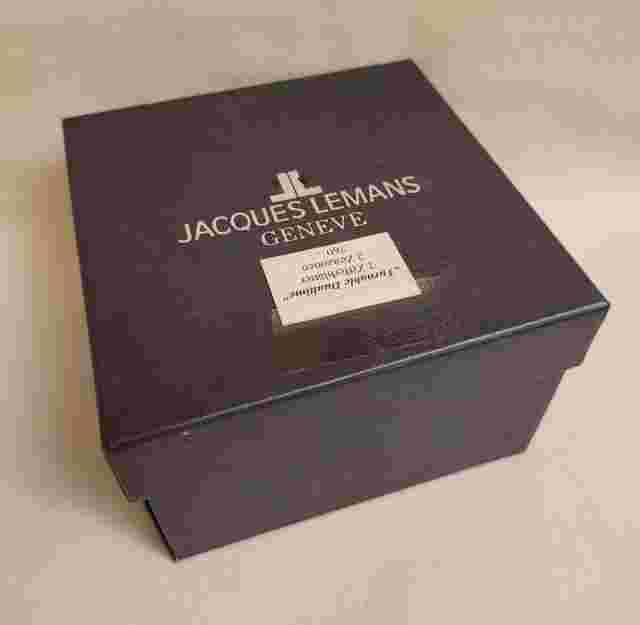 JACQUES LEMANS Geneve Swiss G-206 Dual Time Sapphire Crystal Dat  Watch NEU RAR