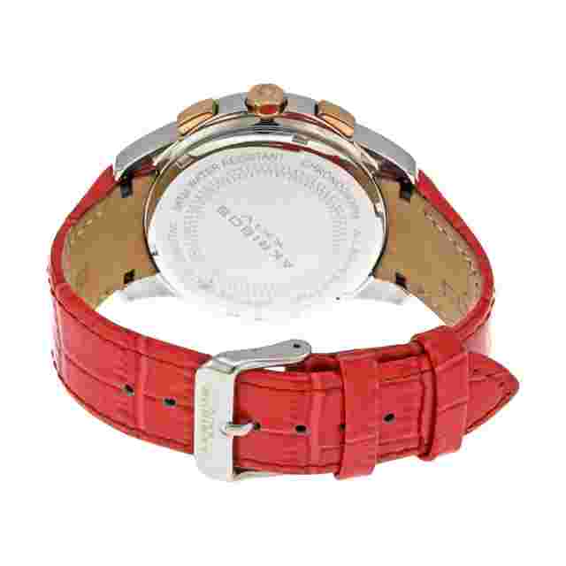 NEW Akribos XXIV AK621RD Women's Lady Diamond MOP Chrono Coral Red Leather Watch