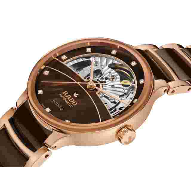 New Rado Centrix Automatic Diamonds OpenHeart Brown Dial Women's Watch R30029902