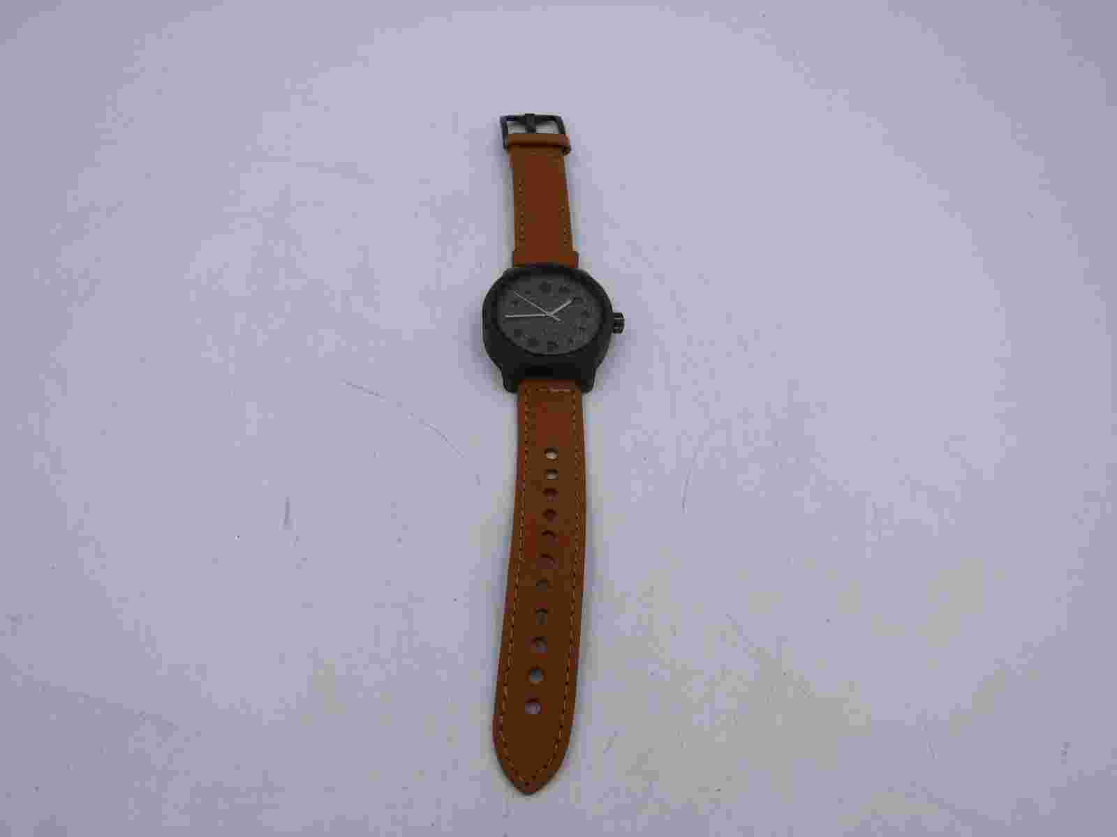 Mistura Marco Silicio Watch with Dark Wood Face and Light Tan Strap