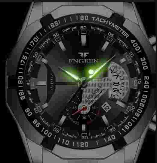 Men's FNGEEN Stainless Steel Quartz Water Resistant Watch - Elevate Your Style!
