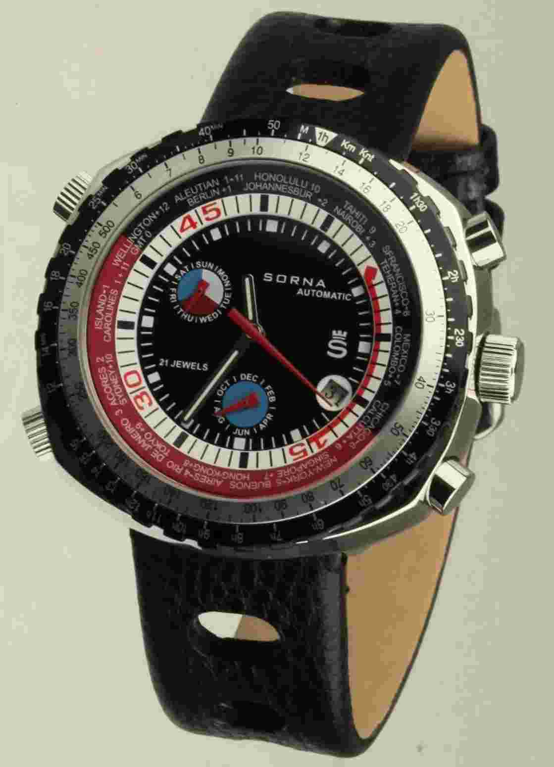 Sorna watch automatic tachymeter scale black version new unworn