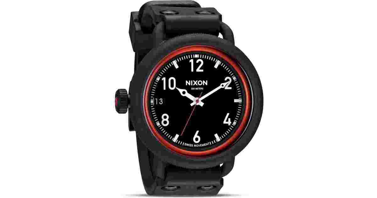 Nixon A488760 October All Black / Red Men's Watch.