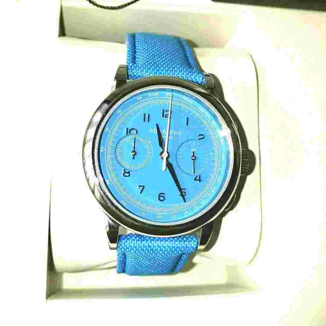 Corniche Heritage Wristwatch Chronograph Sky Blue Dial Quartz With Box