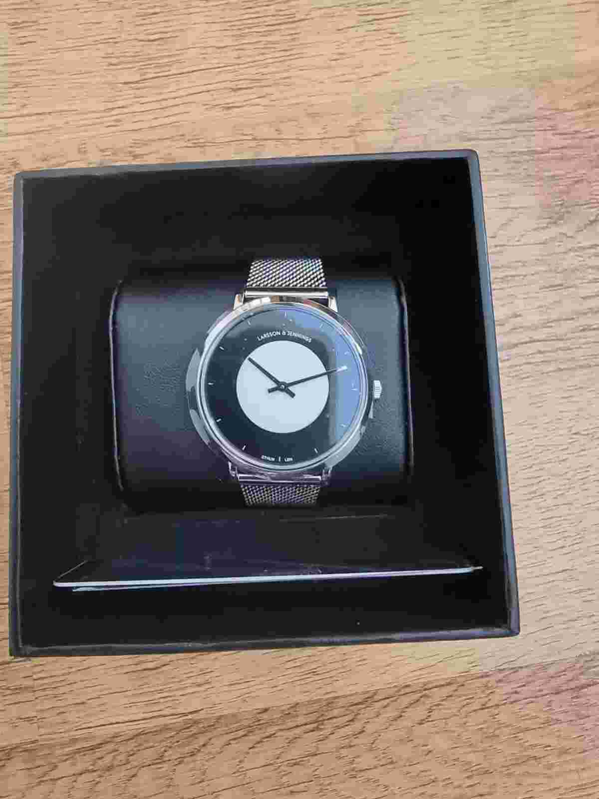 Larsson & Jennings Watch Code Dot Milanese Bracelet 38mm Silver Black New