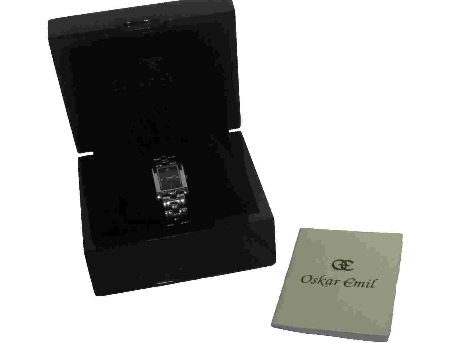 Ladies Oskar Emil watch with stainless steel strap and dark blue face