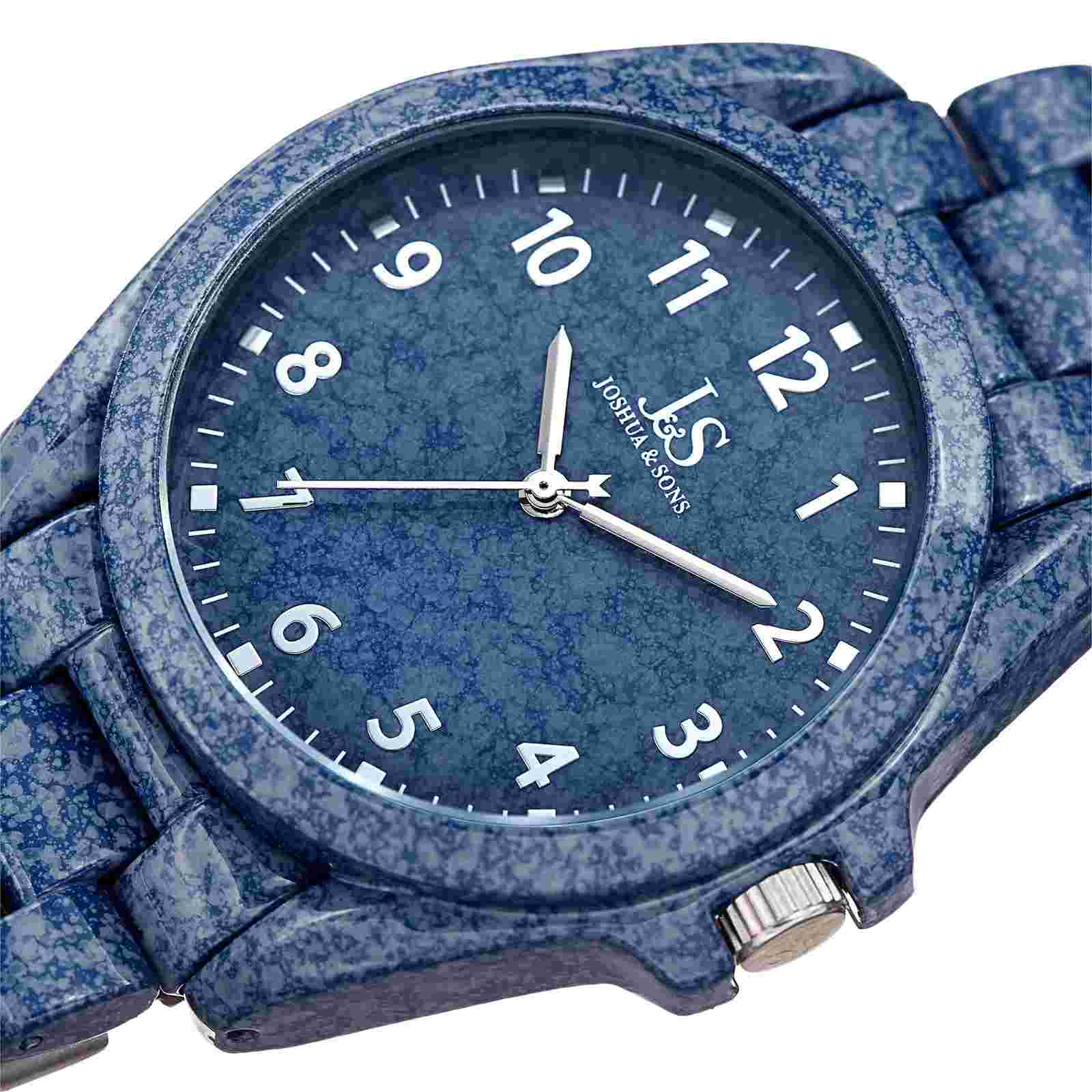 New Men's Joshua & Sons JS91BU Easy to Read Blue and Black Spray Bracelet Watch