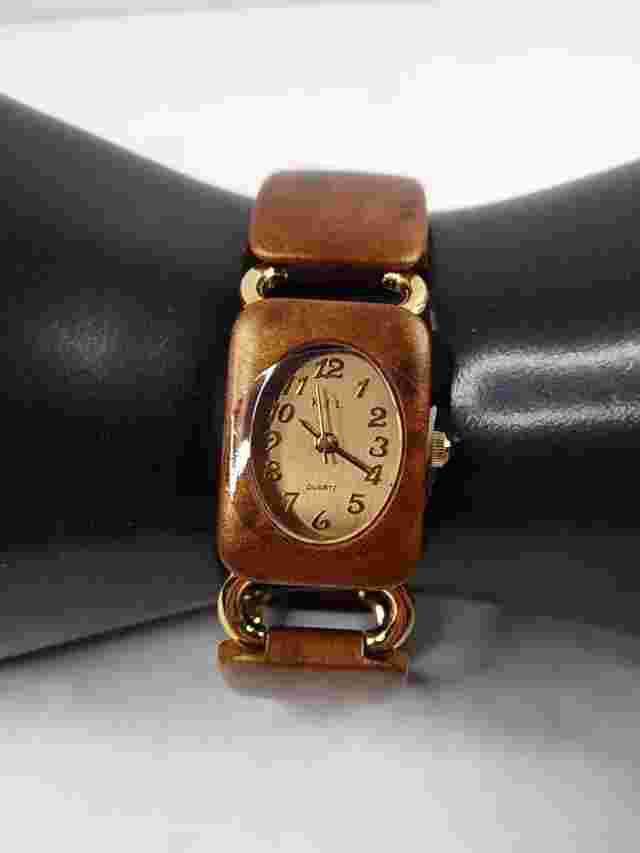 KENNETH J LANE KJL Wooden Toned Watch New Battery New Without Tag