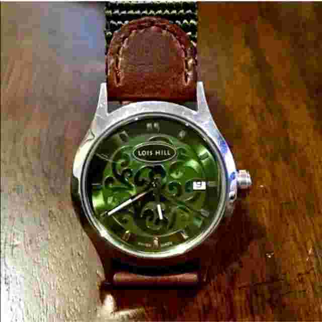 LOIS HILL Watch Green Face Green & Brown Band