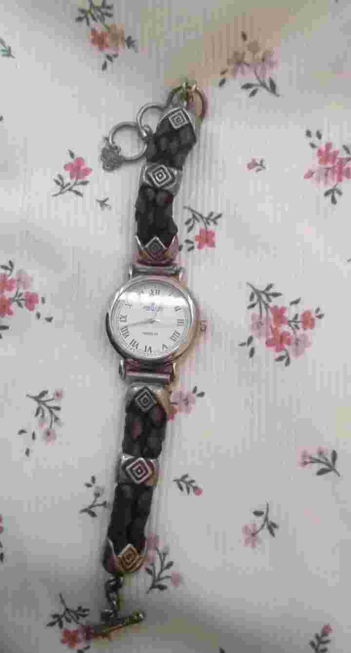 Vintage Peyote Bird Watch Braided Leather Strap Adjustable Toggle Clasp Gift