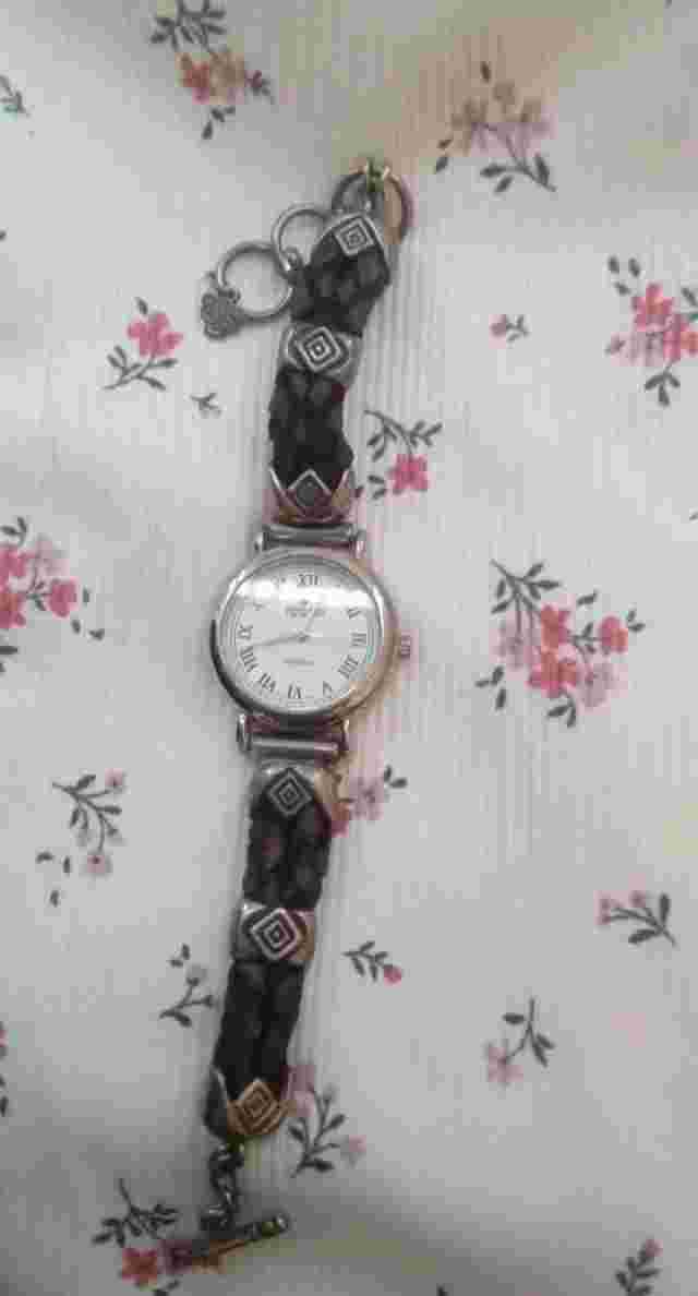 Vintage Peyote Bird Watch Braided Leather Strap Adjustable Toggle Clasp Gift