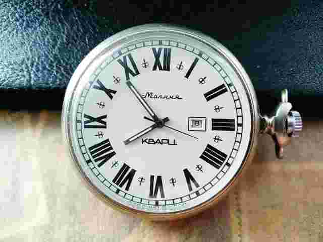 Pocket watch Molnija "Biker" Vintage Quartz Original Soviet Collectible USSR