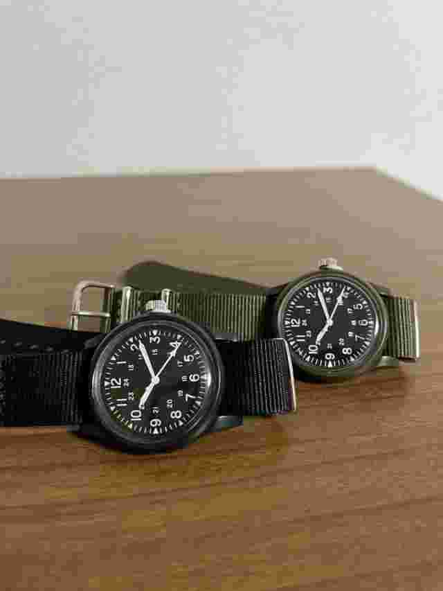 [NEW]DAISO JAPAN Mili Watch Olive Green and Black Set  2 Free Shipping