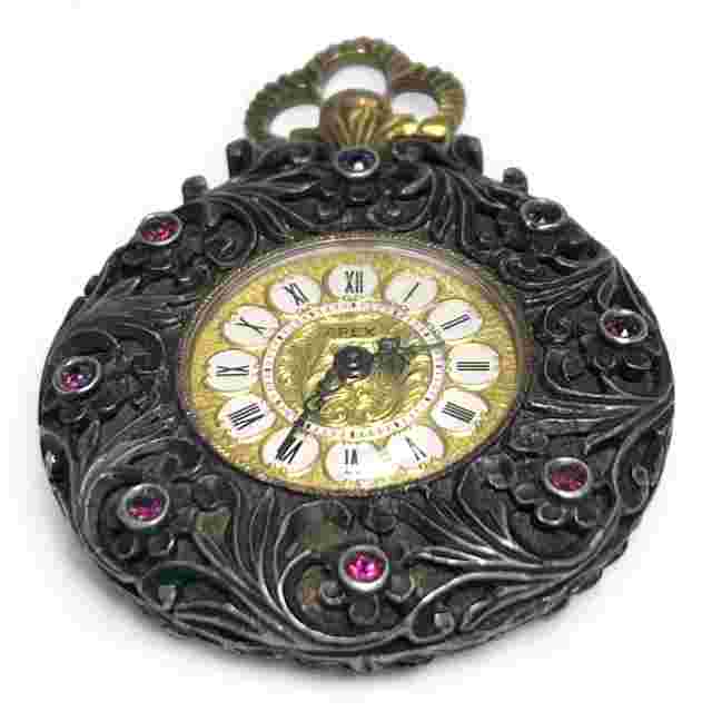 Rare Vintage Swiss APEX Pocket Watch – Diamonds & Enamel – 17 Jewels
