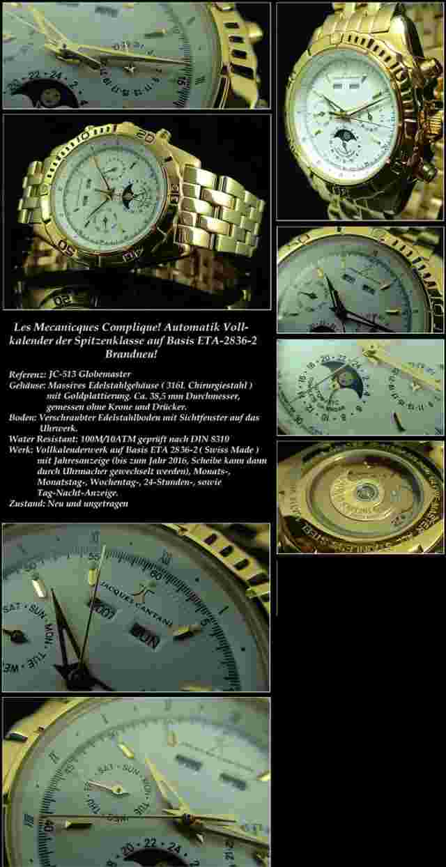 Jacques Cantani Automatic Watch, BASIS Swiss Made ETA 2836 with Calendar Module