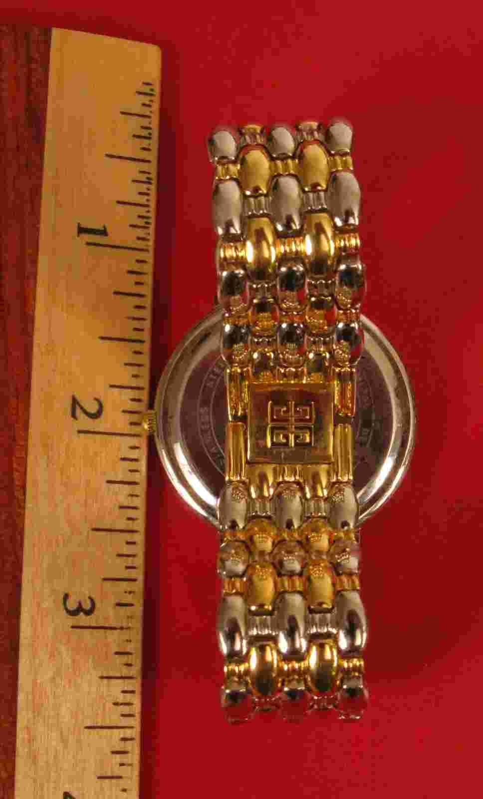 FLASHY DESIGNER SIGNED GIVENCHY GOLD SILVER TONE WATCH WORKING !!