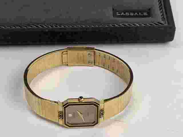 Vintage Lasalle Womens Watch Japan 1230-5769 w/ Box Stainless Steel Quartz Gold