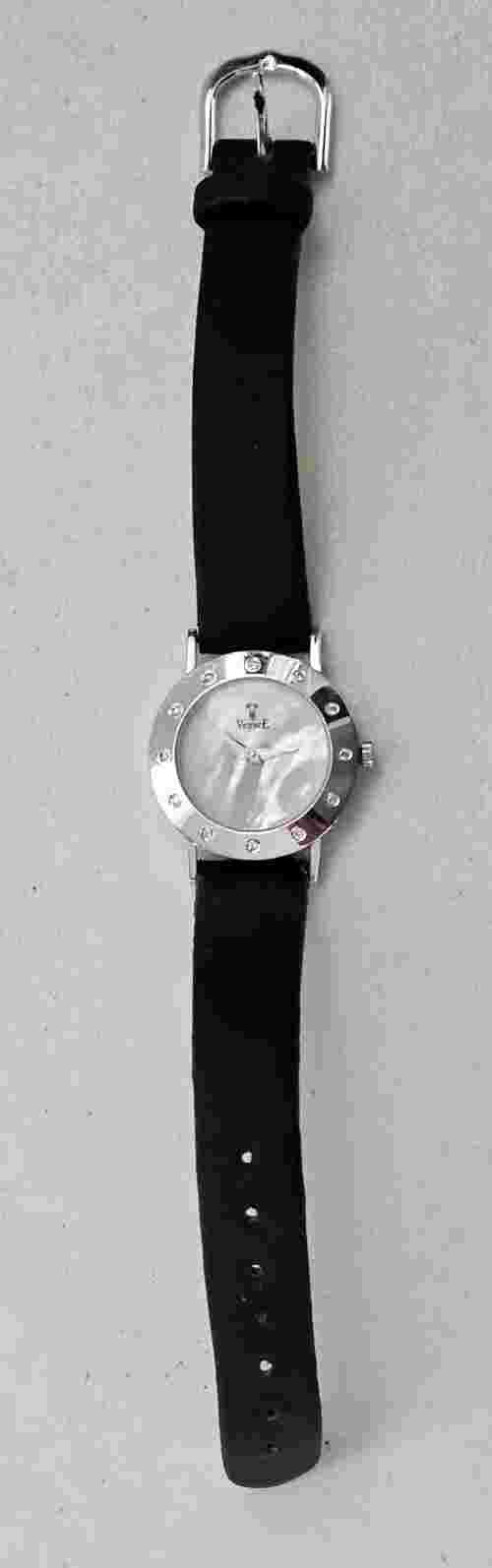 Vintage Vicence 14K White Gold Diamond Watch Italy 26mm
