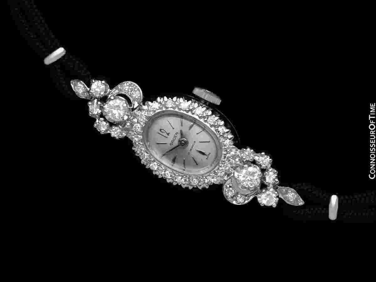 1960's GRUEN Ladies 14K White Gold & Diamond Cocktail Watch - Minty w/ Warranty