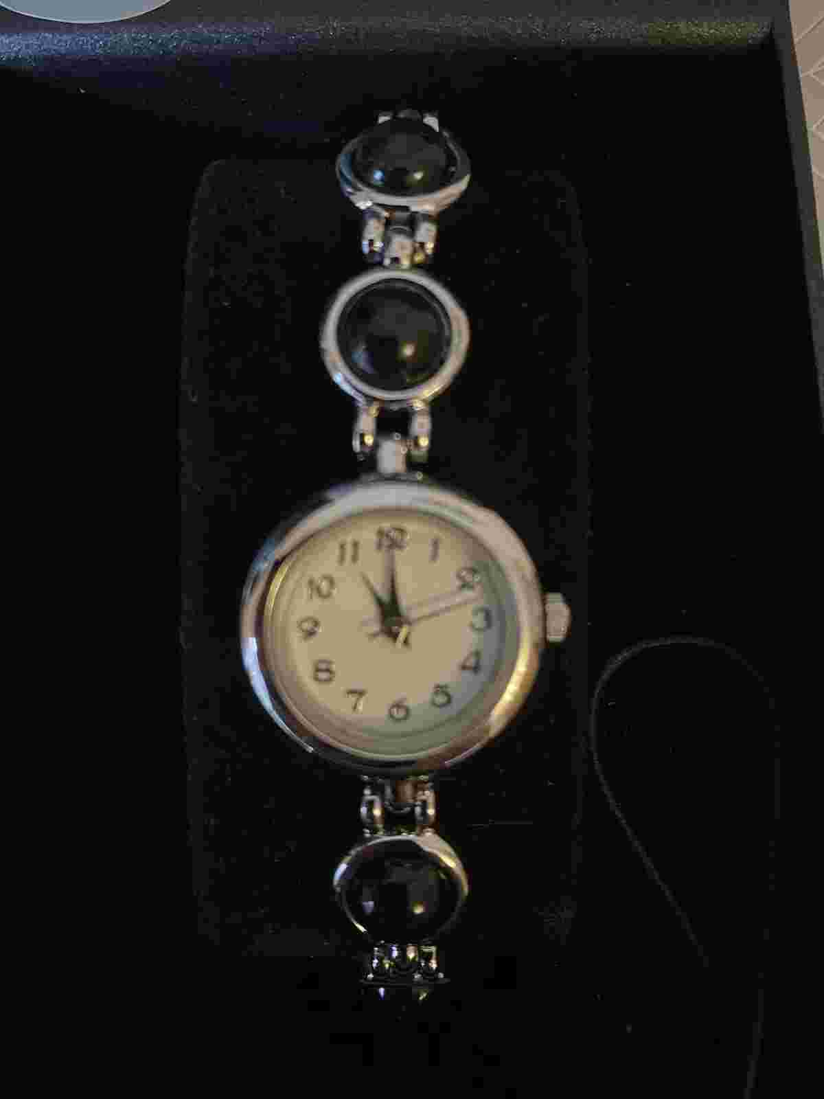 M&S Ladies Black & Silver Watch NEW
