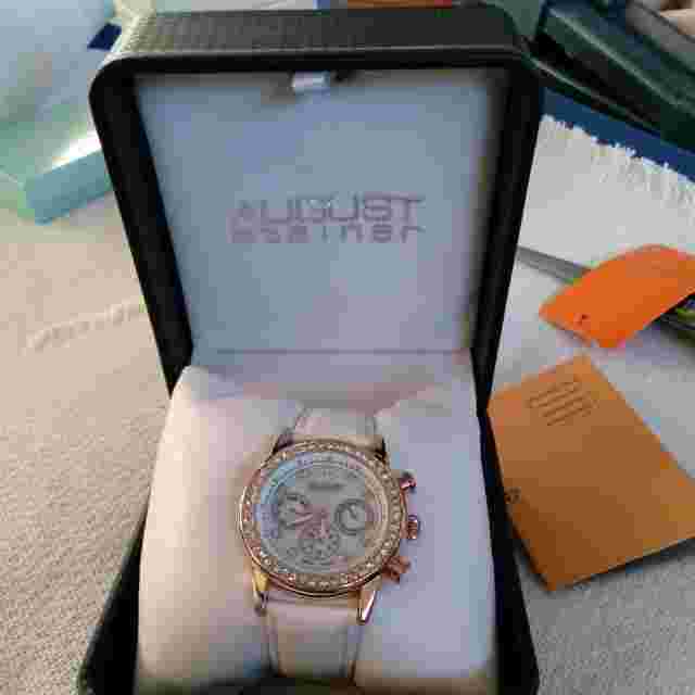 August Steiner Women's Multifunction Crystal Watch - Sparkling Crystals On Bezel