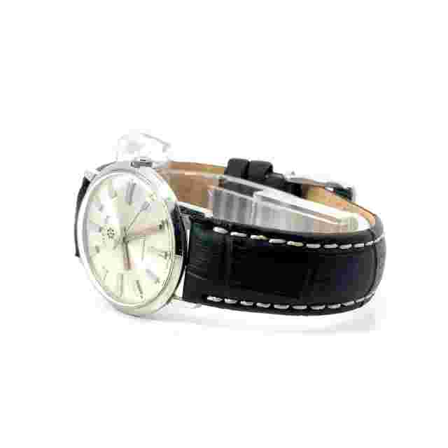 Lord Elgin Micromatic Watch Stainless Steel Leather Silver Dial Automatic Mens