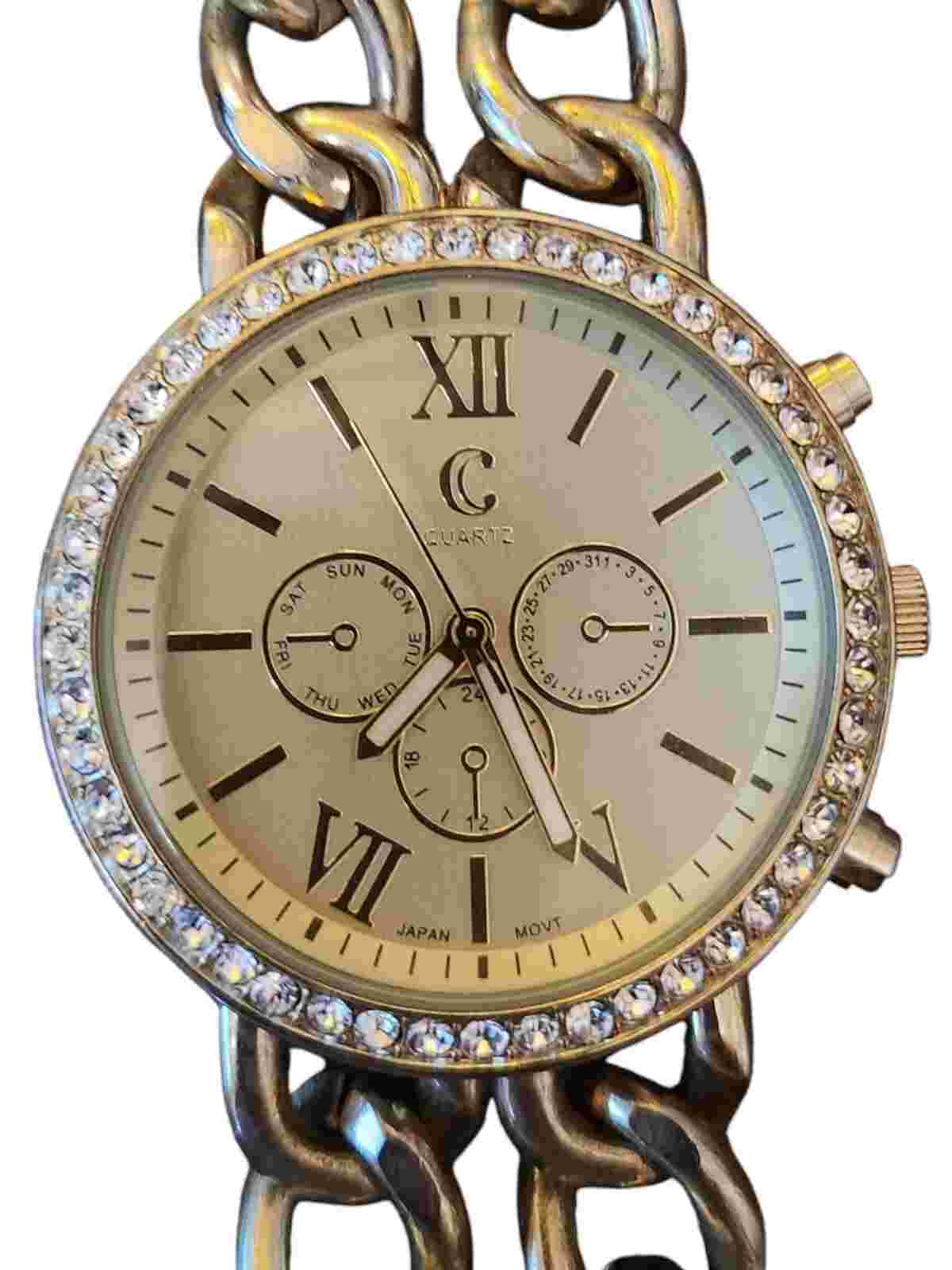 Charming Charlie Women’s Watch, Rhinestone Bezel, Chain Link Bracelet, Quartz