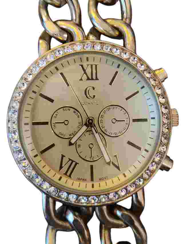 Charming Charlie Women’s Watch, Rhinestone Bezel, Chain Link Bracelet, Quartz
