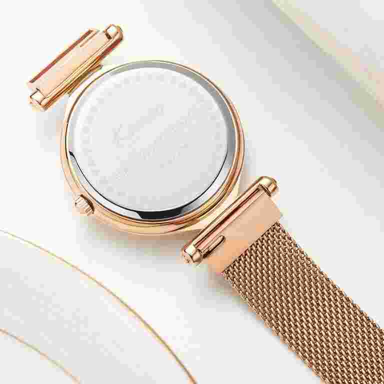 Kimio K6322 Rose Gold Steel Magnetic Closure Glitter Wrist Watch for Women