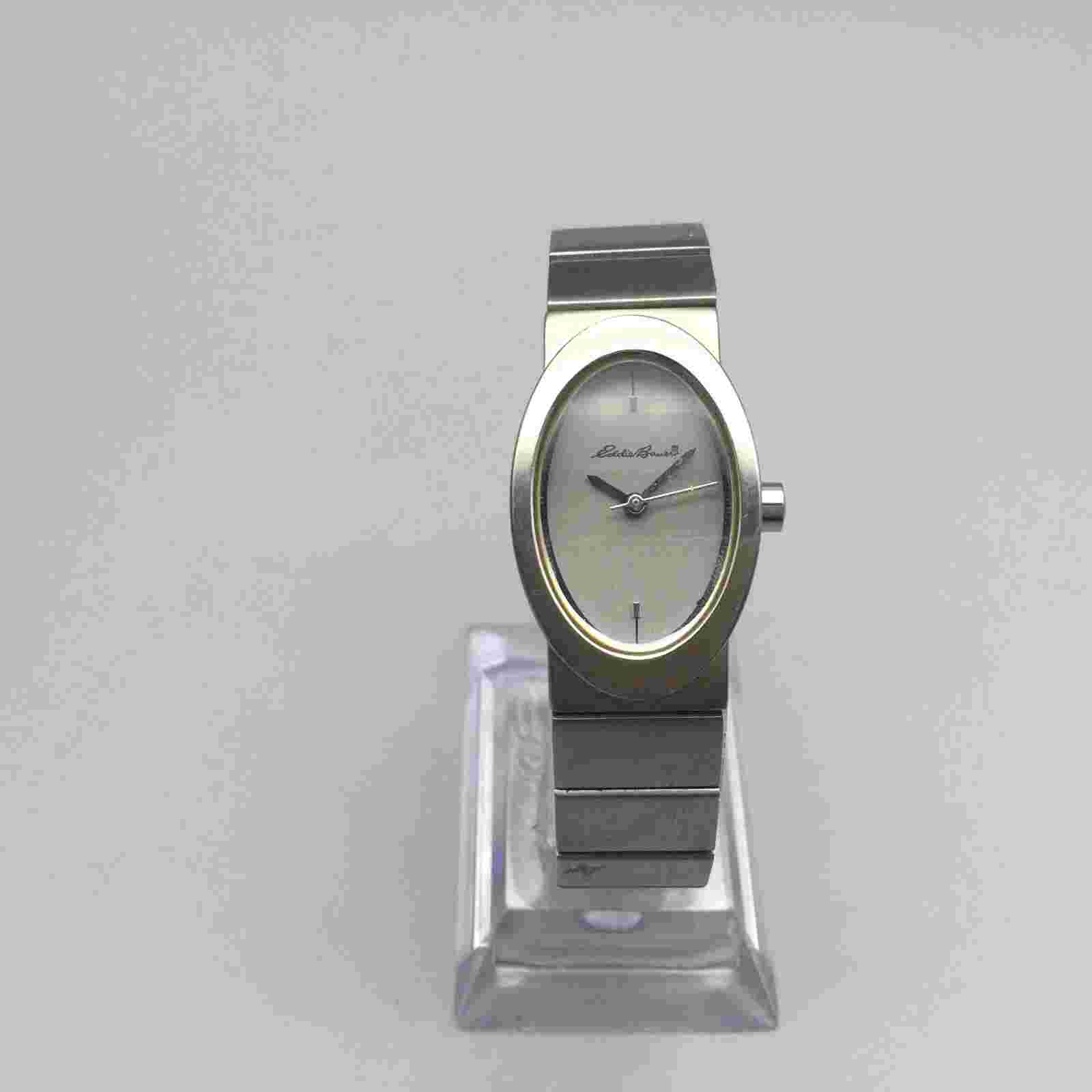 Eddie Bauer Small Oval Bracelet Watch Women 20mm Silver Tone New Battery 6.25"