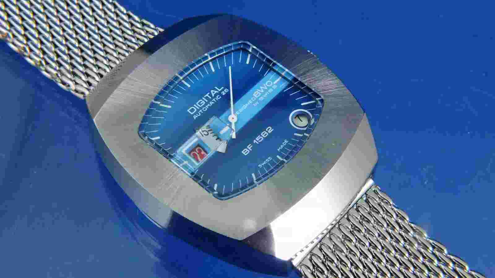 BWC Automatic 24HR Jump Hour Swiss Watch Vintage Circa 70s NOS, Serviced BF 1582