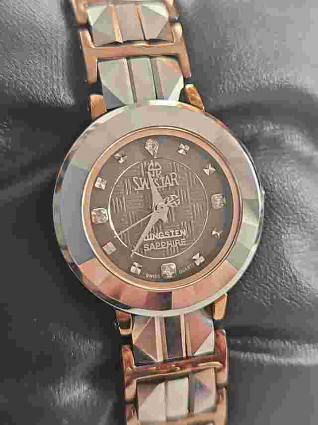 RARE Swistar Watch Tungsten Case And Bracelet Sapphire  Diamonds