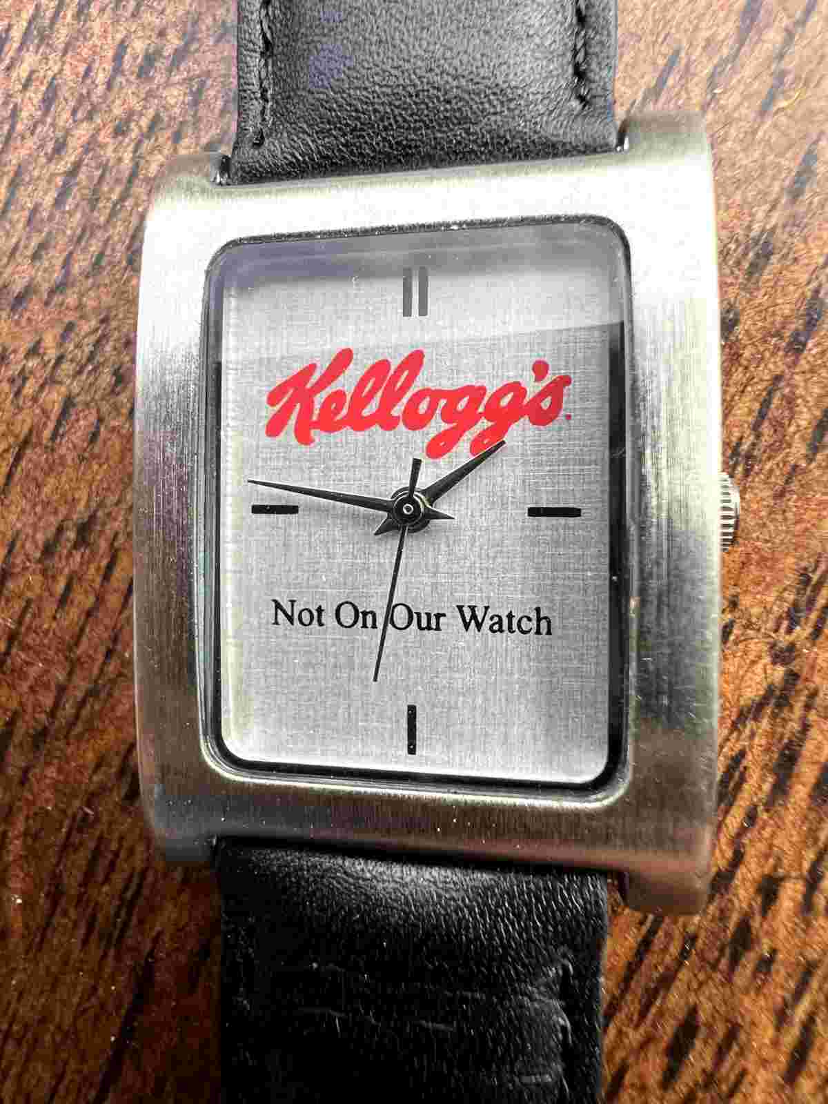 Vintage Watch Kellogs "NOT ON OUR WATCH" Genuine Leather Untested HB1