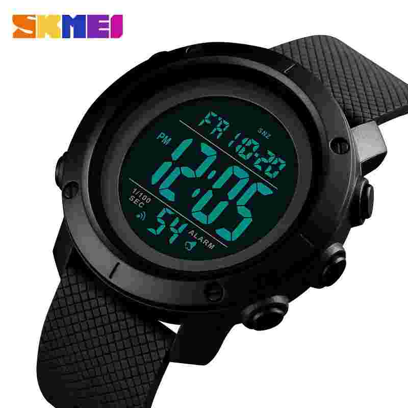 SPORTS MEN'S WATCHES 50M WATERPROOF LED ALARM COUNTDOWN WRISTWATCH Green AQ1