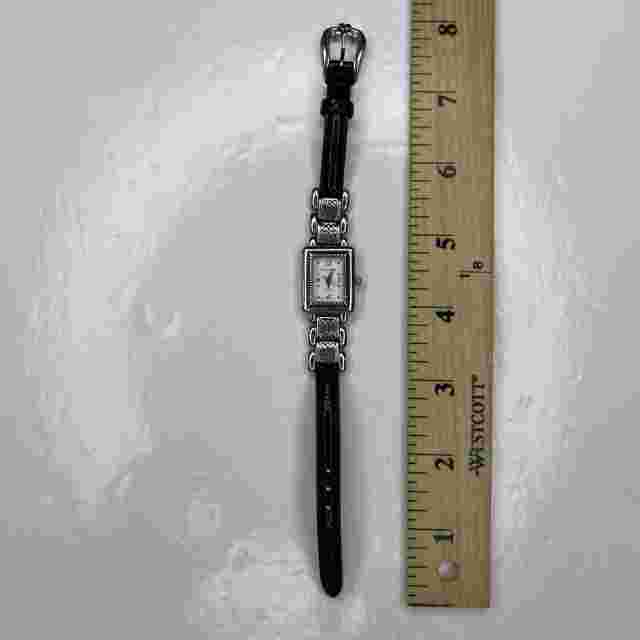 E No Boundaries Silver Cable Black Leather Retro NB032 Japan Stainless Untested