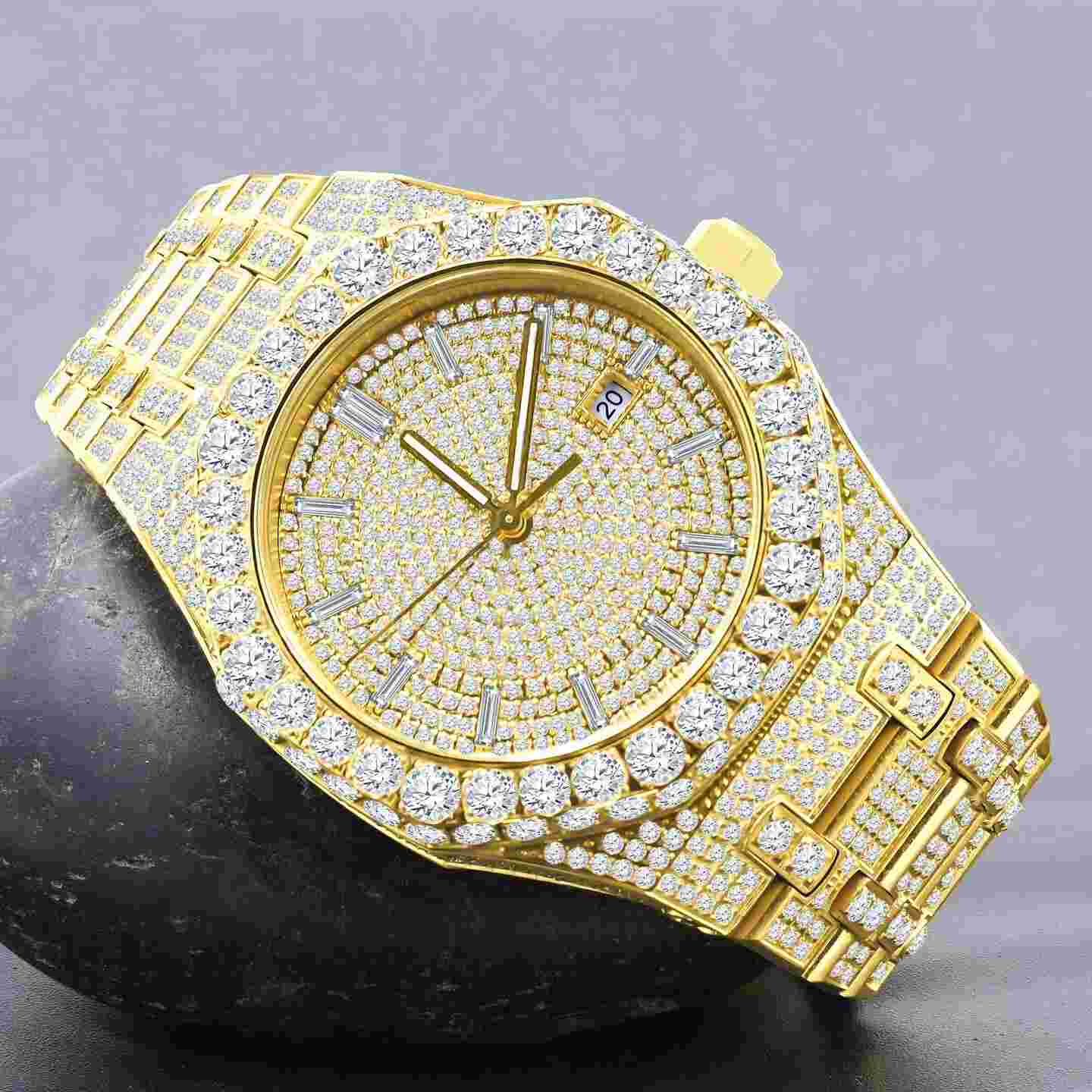 Iced Out D/VVS1 Moissanite Stainless Steel Buss Down Custom Luxury Men Watch