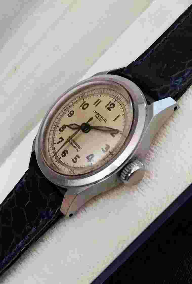 Vintage Imperial Military Hand-Wind Spillman Case WWII Era Mechanical Watch Runs