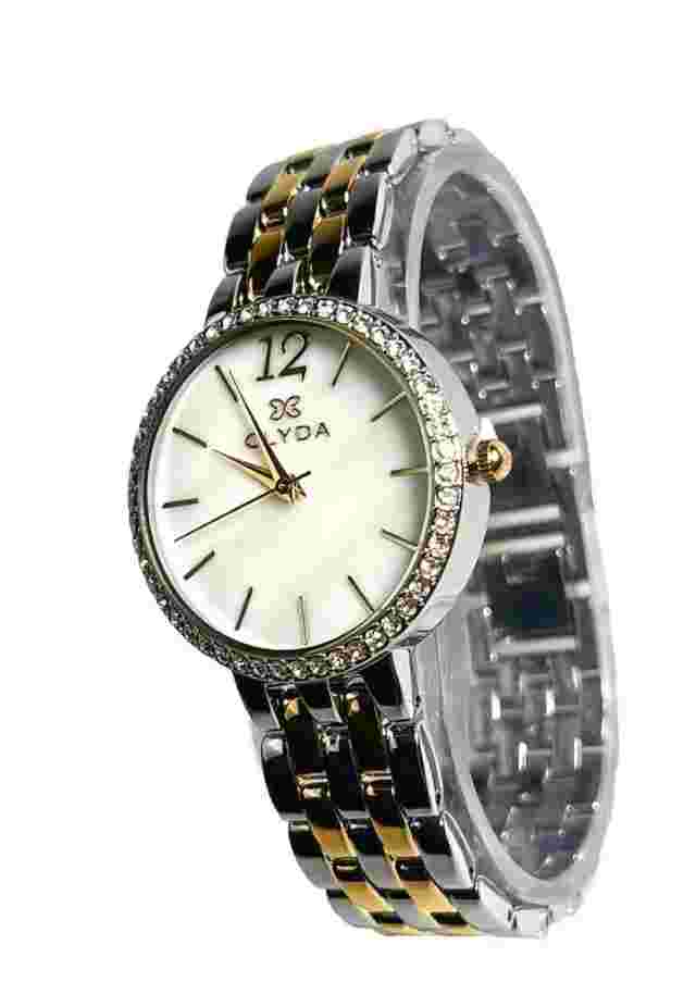 Clyda Women’s Watch - Quartz Analog - White/Gold Dial - Gold/Silver Strap