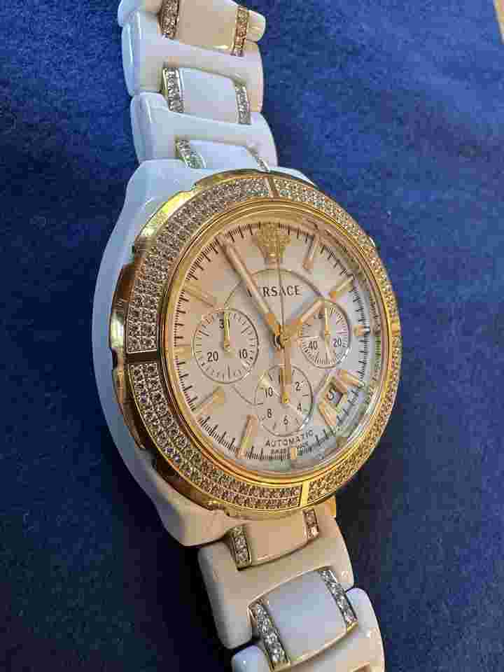 VERSACE CHRONOGRAPH w/VERSACE DIAMONDS White Ceramic