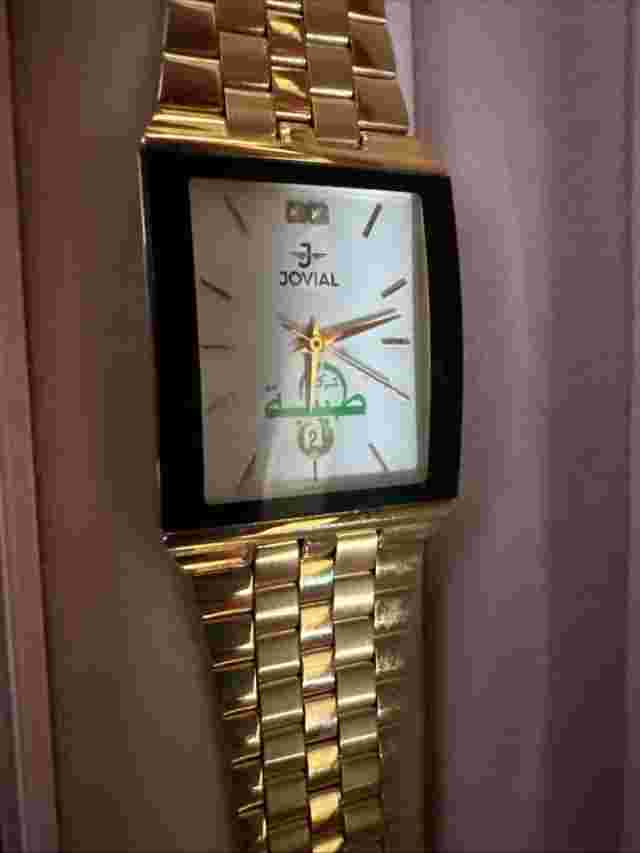 Jovial Watch 22KT Gold Plated With 2 Diamonds Arabic Jeweler