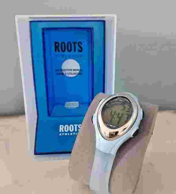 Roots Athletics Light Blue Zone Digital Watch rubber strap - new battery w tags