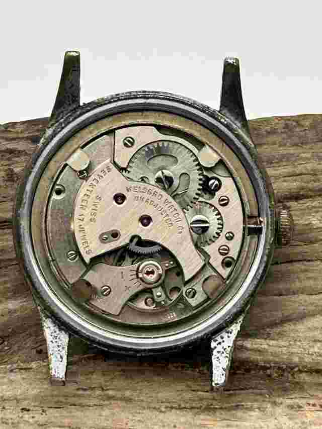 WELSBRO MEN'S SWISS WATCH 17j 33.8mm 18.1mm LUG 3XM RUNS (JB2)
