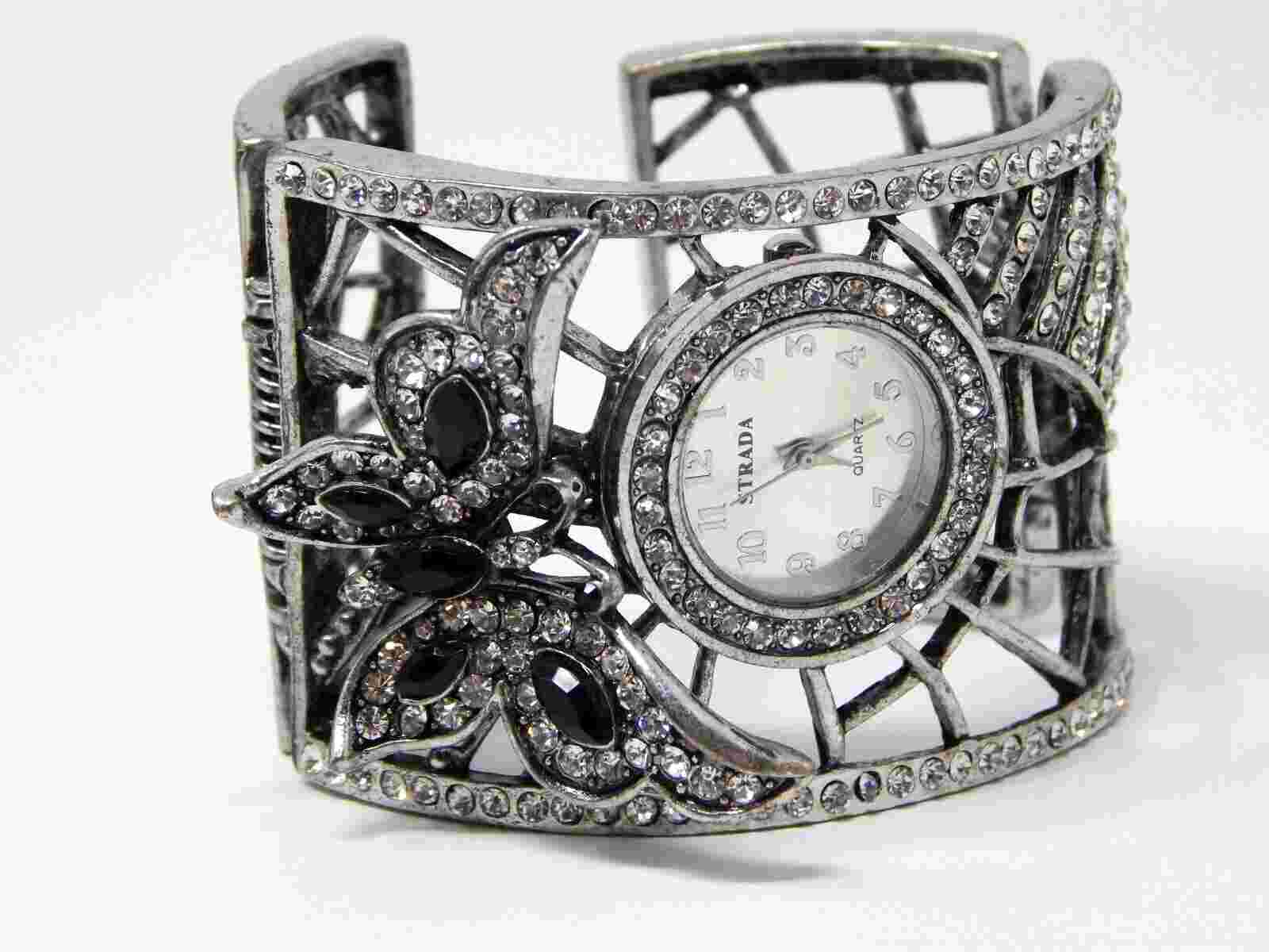 Strada Genoa Butterfly Cuff Watch Bracelet