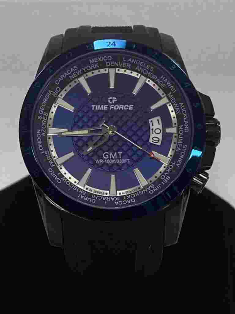 TIME FORCE GMT TF/A5019MNB-031 BLUE DIAL 47mm AUTOMATIC WATCH.