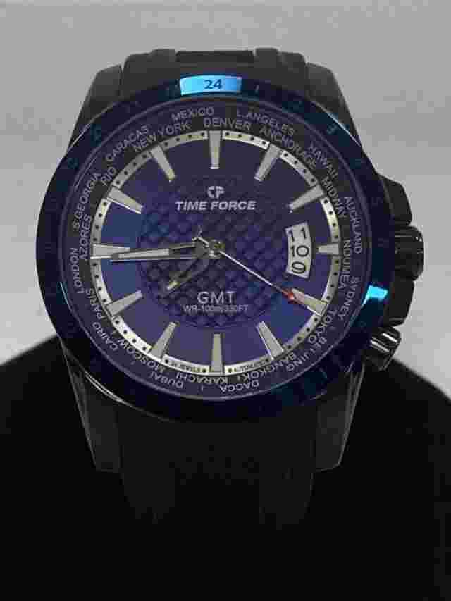 TIME FORCE GMT TF/A5019MNB-031 BLUE DIAL 47mm AUTOMATIC WATCH.